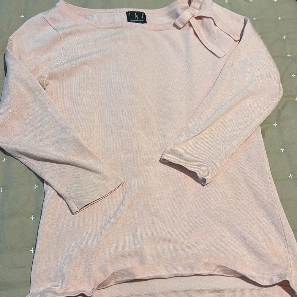 Pink Long Sleeve Top with Bow Detail